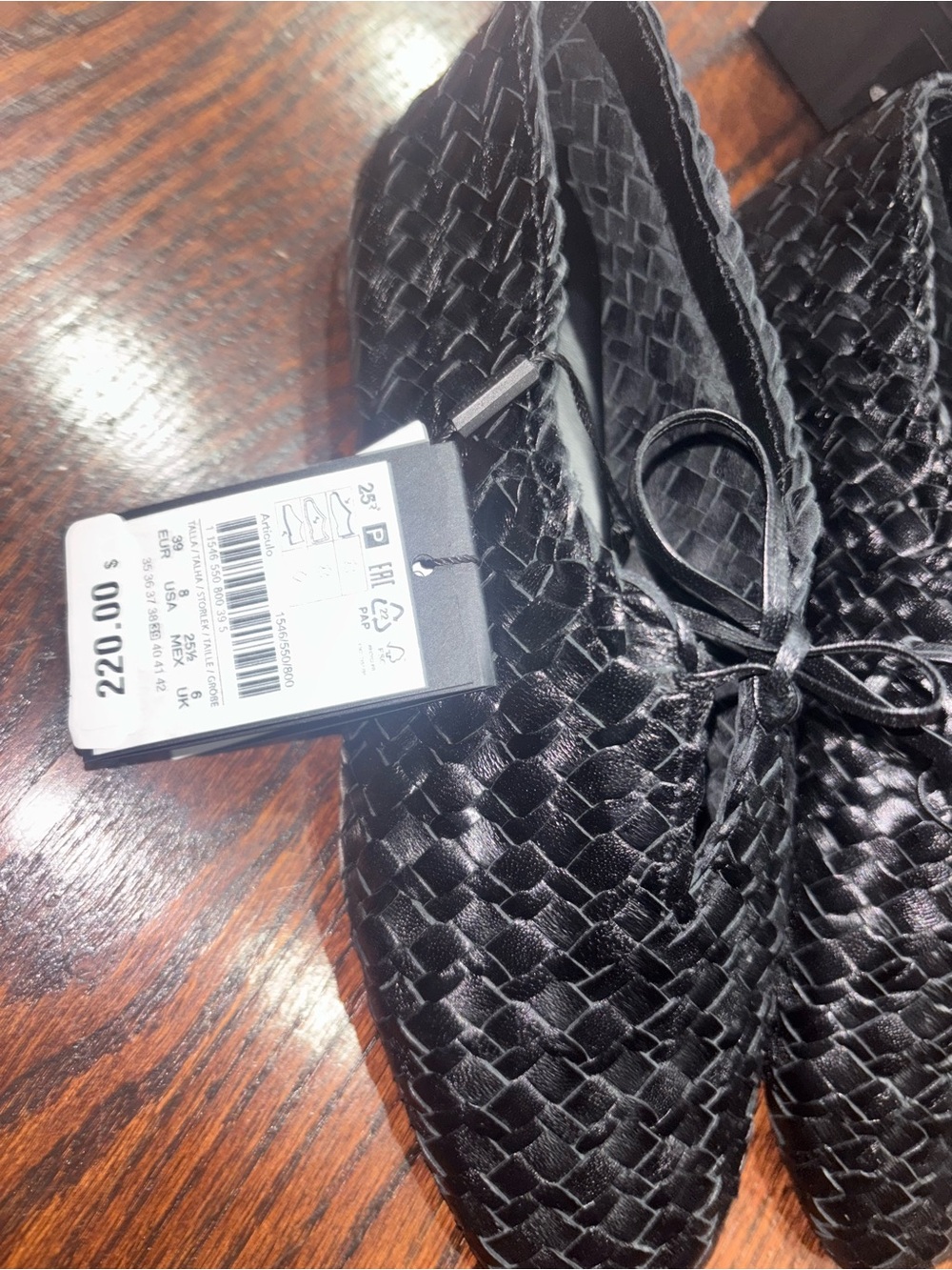 Massimo Dutti Black Woven Leather Ballet Flats - Picture 5 of 13